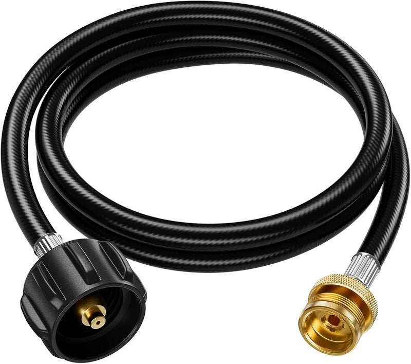 Rushare Store 6 FT Propane Hose Adapter 1lb to 20lb, Fit for Weber Portable Grills, Coleman Stoves, Char-Broil Portable Grills, Blackstone Tabletop Griddle & More - Connects 1 lb Portable Appliances to 20 lb Tanks - Image 1